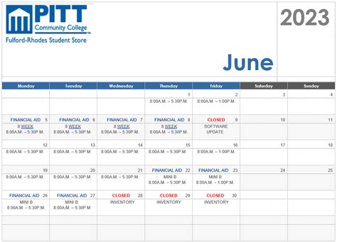 Pittcc Academic Calendar